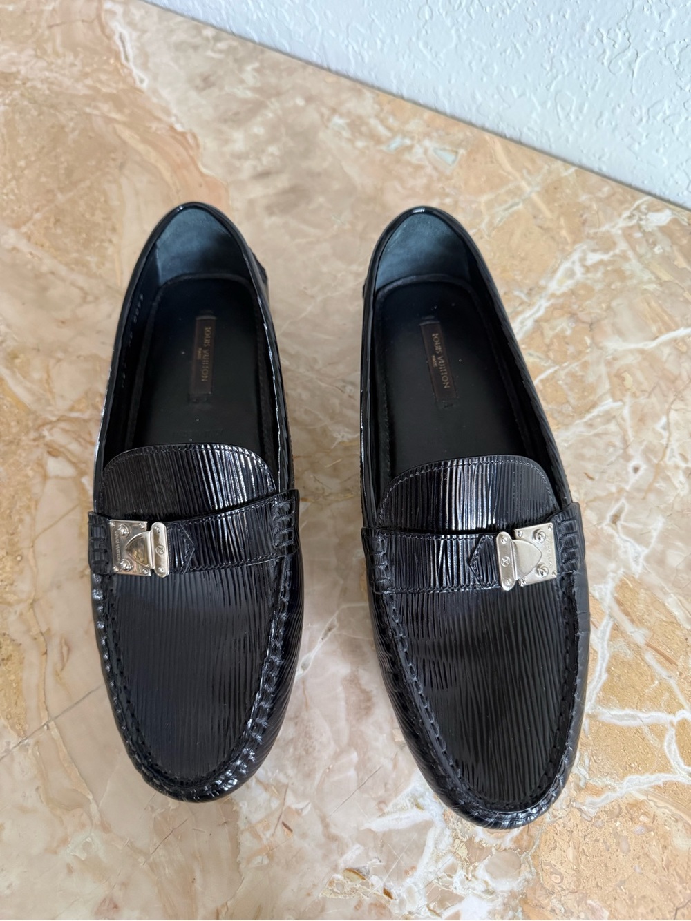 Louis Vuitton Slip-On Loafers with Silver Hardware